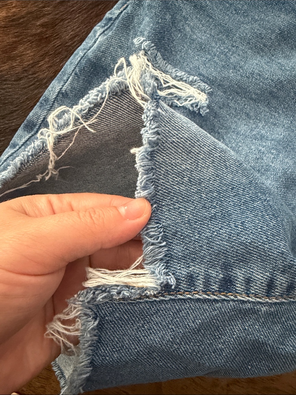 Celebrity Pink Light Blue Distressed Denim Shorts - Picture 5 of 5